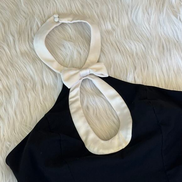 BHLDN Victoria Bow Halter Cutout Midi Dress Open Back Retro Formal Black Tie - Picture 8 of 13